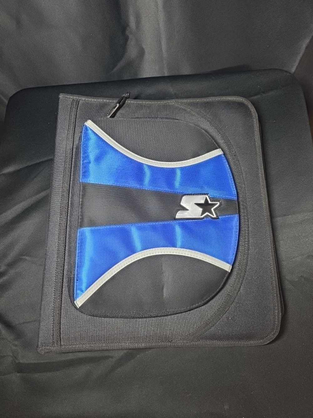 Vintage Genuine Starter Brand Zipper 3-Ring Binder Collector Case Black And Blue